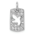 thumbnail image 1 of Sterling Silver Rhodium Plated Peace CZ Dove Charm, 1 of 2