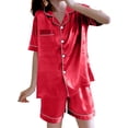 thumbnail image 2 of YHAJDS 2 Piece Sleepwear Short Sleeve Button Down with Shorts Summer Pajama Set for Women, 2 of 5