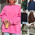 thumbnail image 2 of Solid Color Crewneck Loose Pullover Sweatshirt Long Sleeve Women Sweatshirt, 2 of 4