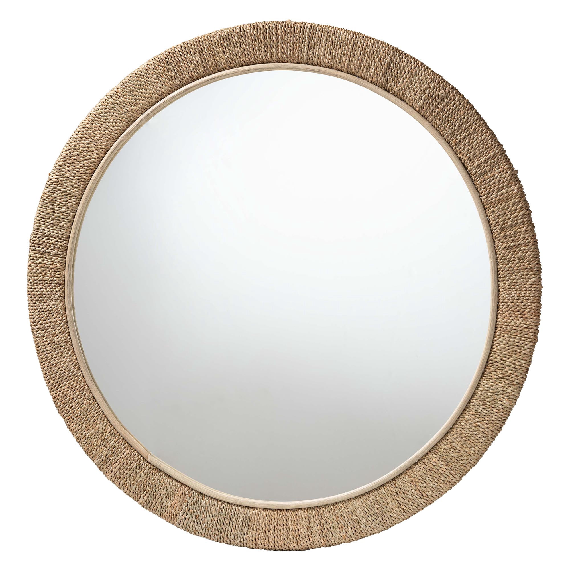 bali & pari Geralyn Japandi Mirror, Round, Natural Seagrass