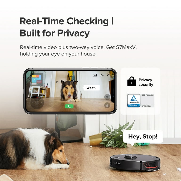 roborock S7 MaxV Plus Robot Vacuum and Sonic Mop with Auto-Empty Dock,  ReactiveAI 2.0 Obstacle Avoidance, Real-Time Video Call, 5100Pa Suction