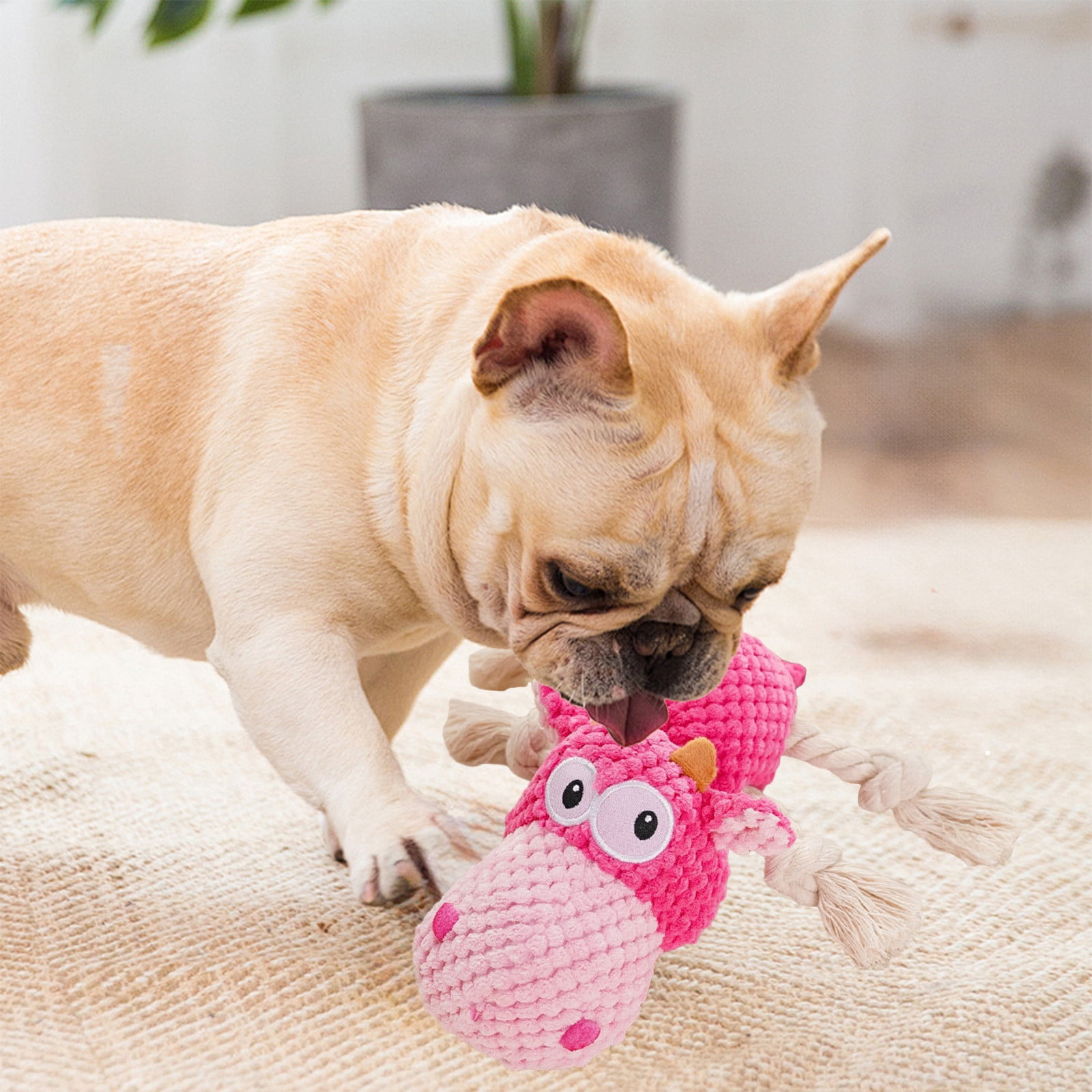 YiJuHui 5pcs Squeaky Dog Chew Toys for Aggressive Chewers, Interactive Plush Grinding Doll with Rope Core for Boredom Relief and Dental Health, Durable Pet Grinding Toys for Tug of War and Fetch