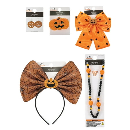 Way to Celebrate Halloween Essential 5-Piece Jack-O-Lantern Jewelry and Accessory Bundle
