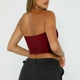 thumbnail image 5 of Tube Tops Womens Bandeau Summer Casual Crop Top Going Out Strapless Tank Basic Short Shirt Wine M, 5 of 7