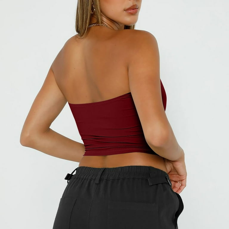 Red smocked tube top hotsell