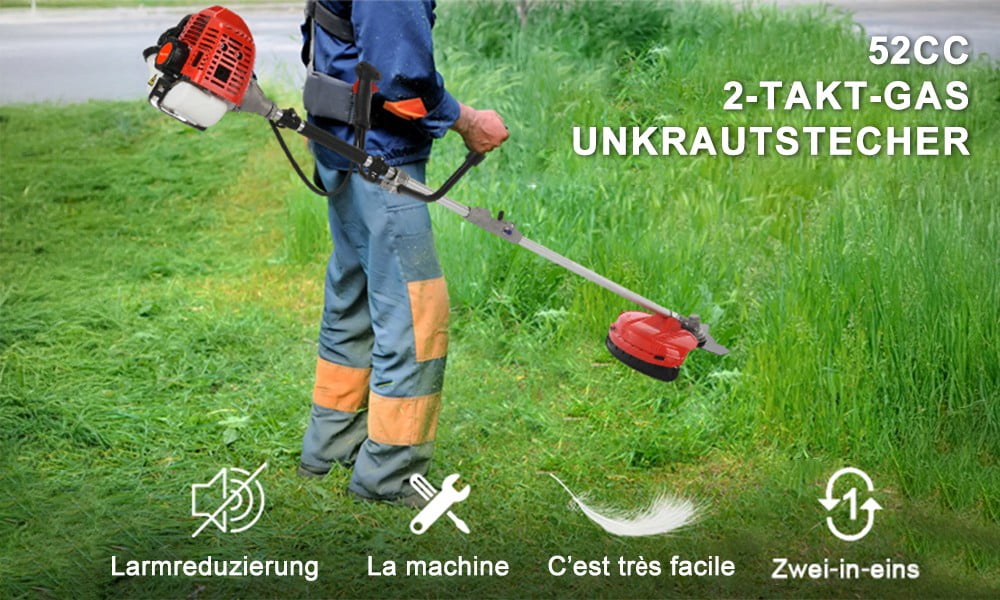 Floseru Weed Eater Gas Powe 52cc 2-Stroke Gas Crank, 2 in 1 Grass Trimmer, Multi-Functional Trimming Tool - String Trimmer, Brush Trimmer