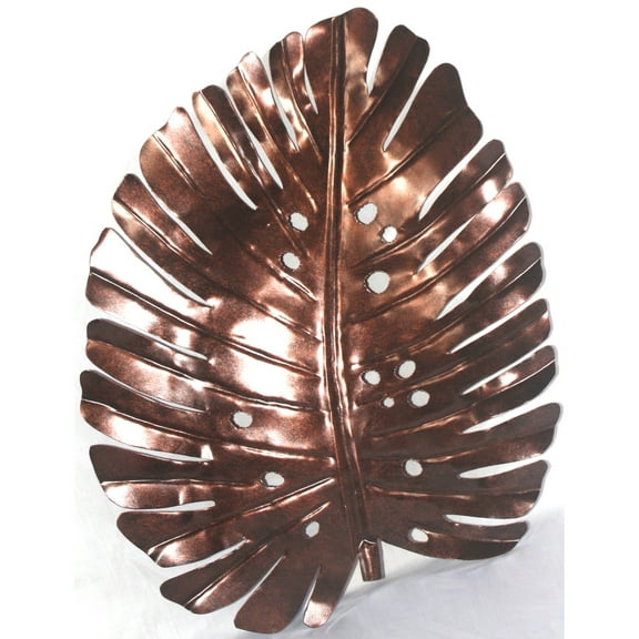 D-Art Collection Tin Metal and Iron Philodendron Leaf Wall Decor in Bronze