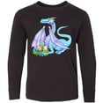 thumbnail image 3 of Inktastic Blue Easter Dragon with Painted Eggs Long Sleeve Youth T-Shirt, 3 of 5