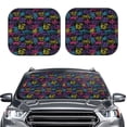 thumbnail image 2 of Daiia Graffiti Art 2PCS Car Windshield Sun Shade, Foldable Sun Shield for Car Front Window, Auto Sun Blocker Visor Protector Universal for Truck SUV Pickup-Small, 2 of 7