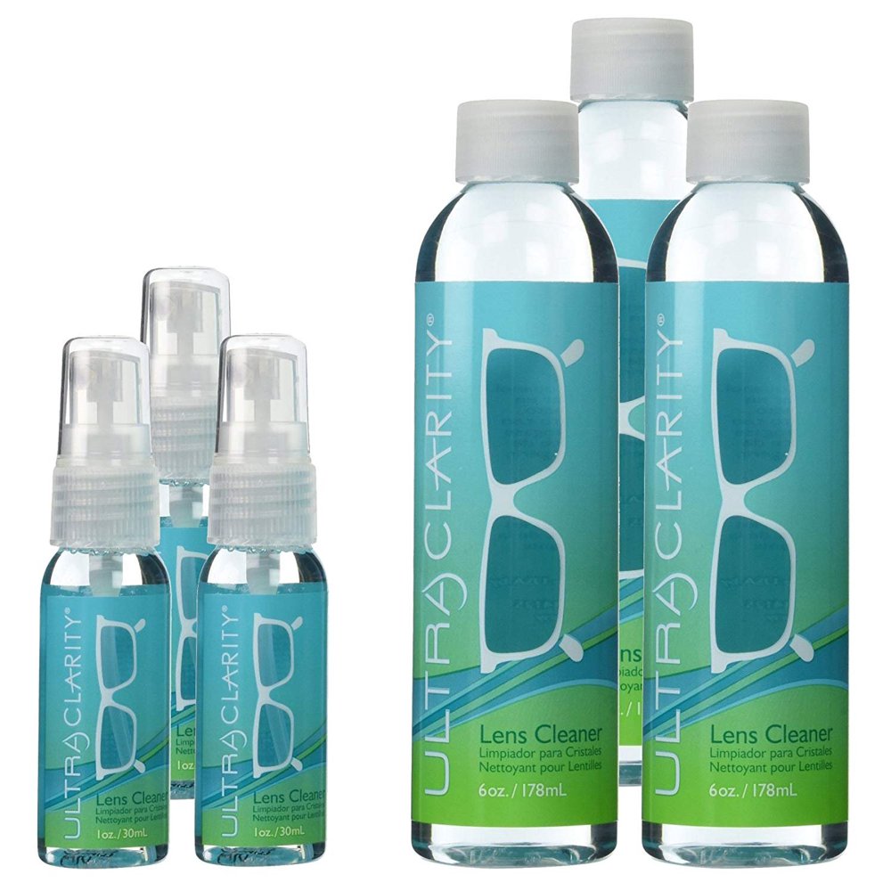 Set of 3 Ultra Clarity Lens Cleaner 1 oz Spray Bottle and 6 oz Refill