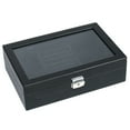 thumbnail image 2 of Black Leather Jewelry Storage Case Glass Top Box Display with Lock and Key, 2 of 2