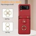 thumbnail image 5 of REQO Phone Case for Samsung Galaxy Z Flip 4 5G 2022 Wallet Cell Cover with and Crossbody Strap Ring Stand RFID Credit Card Holder ZFlip4 Z4 Flip4 4Z Accessories Kickstand Women Men Girls Red, 5 of 7