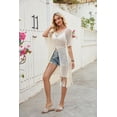 thumbnail image 5 of Women's 100% Acrylic Hollow Beach Cover-Up with Zipper, Short-Sleeved V-Neck Sweater, Tassel Design for Sun Protection, 5 of 9