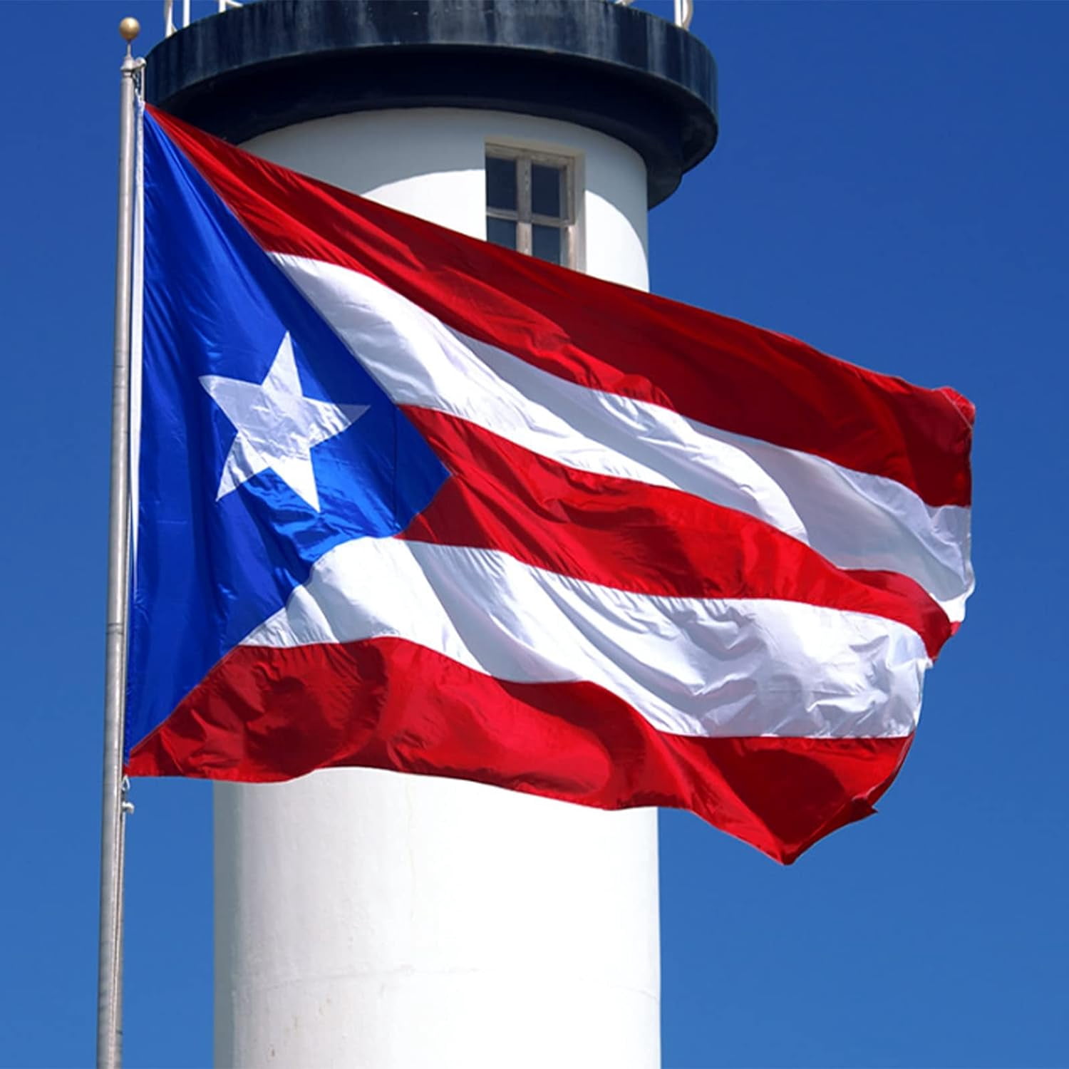 Puerto Rico Flag 3x5 Feet - Embroidery Embroidered Puerto Rico Flags with2 Brass Grommets Heavy Duty for Outdoor, Vivid Color Fade-resistant,Sewn Stripes