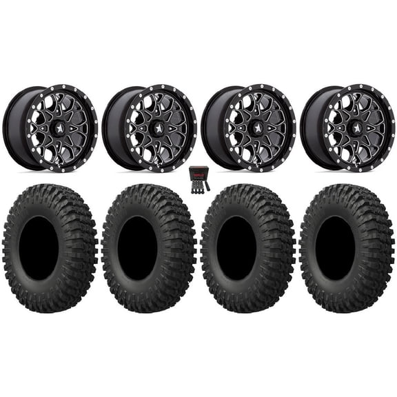 MSA Portal 14" Wheels Milled 32" MotoCrusher Tires Yamaha Viking Wolverine YXZ1000R CFMoto ZForce 950 UForce 1000