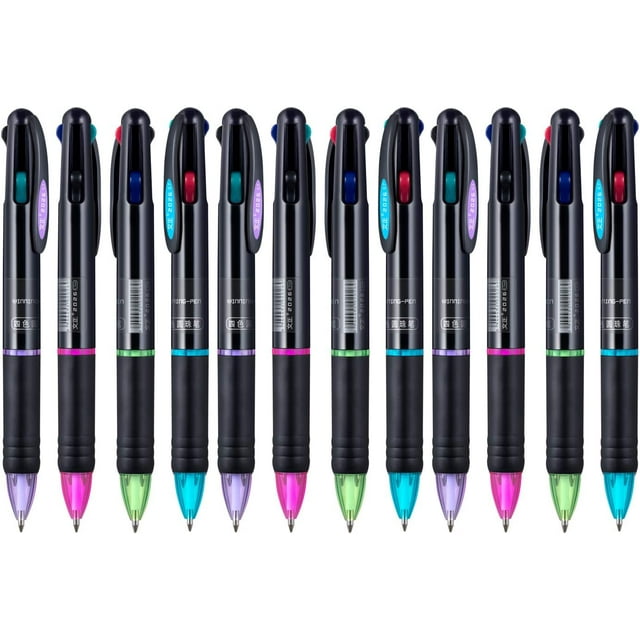 RETON 12pcs 0.7mm 4 in 1 multi-color ballpoint pen, 4 colors retractable ballpoint pen for office school supplies students kids gifts