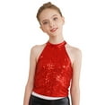 thumbnail image 3 of Zaldita Girl's Glitter Sequins Jazz Ballet Hip Hop Dance Tank Top Sleeveless Halter Neck Vest Dancewear Red 16, 3 of 7