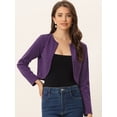 thumbnail image 2 of Cárdigan Crop Top Dobladillo Curvo Frente Abierto Bolero Encogimiento Hombros Otoño Invierno Mujer Morado Oscuro M Allegra K, 2 of 6