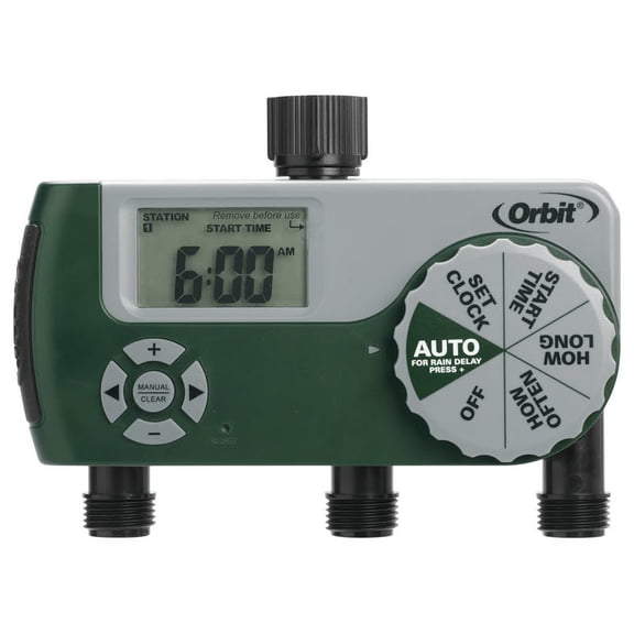 Orbit One Dial 3 Port Digital Hose Faucet Water Timer, Lawn Watering - 56082