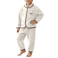 thumbnail image 7 of Asxite Toddler Fall Outfits Solid Fleece Lapel Top Straight Leg Pants Casual Loose Breathable 2 Piece Set 10T, 7 of 7