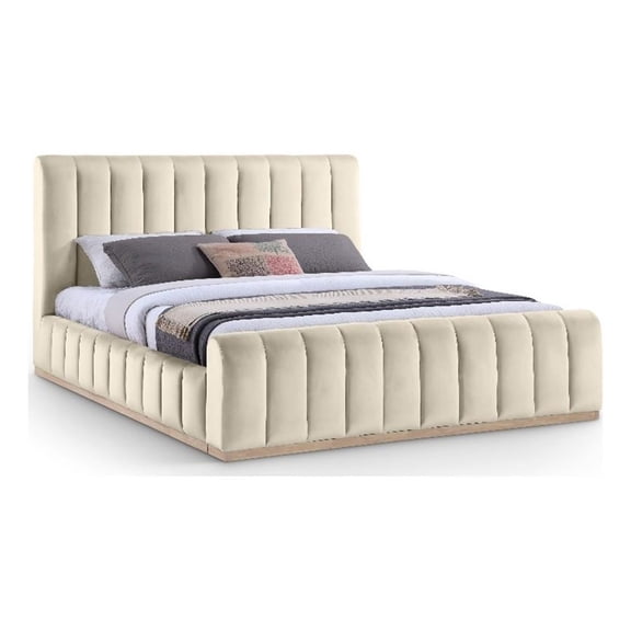 Meridian Furniture Amara Cream Velvet King Bed