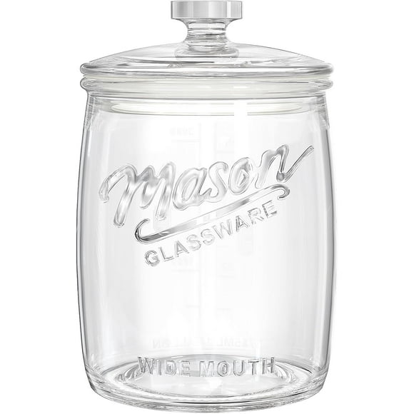 1 Gallon Cookie Jar, Glass Food Storage Container, Large Glass Jar with Airtight lid for Kitchen, Pantry, Apothecary, Flour, Sugar, Sourdough Starter, Dog Treat, Coffee, Wide Mouth, Dishwasher Safe