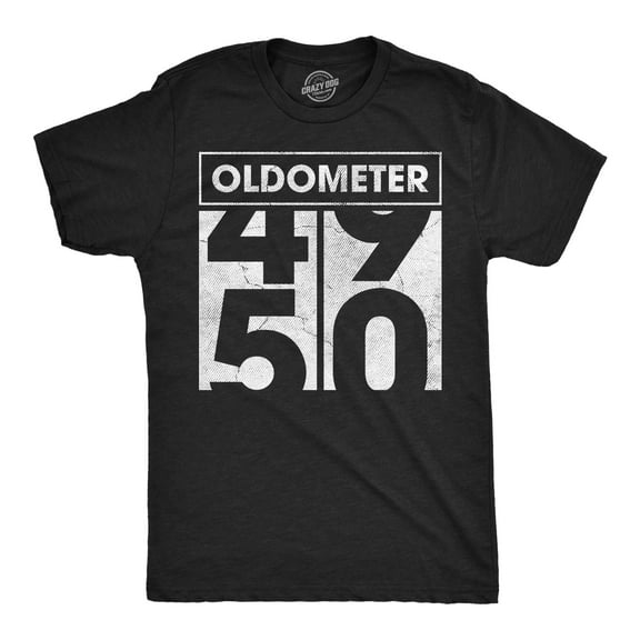 Mens Funny T Shirts Oldometer 49 to 50 Sarcastic Old Person Graphic Novelty Tee for Men Graphic Tees
