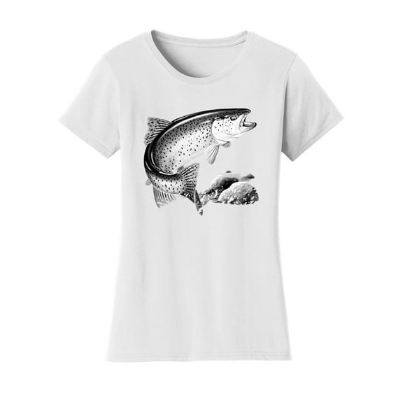 Gravity Trading Womens Fishing Rainbow Trout Solar Color Changing Shirt Sun Tee, White X-Large