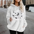 thumbnail image 3 of XPMWRP Women's Hoodie Drawstring Sweatshirts Letter Printed Double Sided Fleece Sweatshirts Long Sleeve Winter Warm Pullover with Pocket White XXXL, 3 of 4