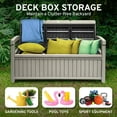 thumbnail image 3 of EconoHome 3-Seat Resin Storage Bench, Weatherproof with 90 Gallon Capacity, Grey/Black, 3 of 10