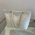 thumbnail image 4 of Otqutp Ladies Fashion Solid Color PU Leather Bag Zipper Metal Chain Shoulder Strap Shoulder Bag for Casual Traveling Hiking(White,One Size), 4 of 5