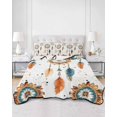 thumbnail image 3 of Boho Geometric Twin Size Down Alternative Comforter, Lightweight Comforter Quilt Bedding Set with Pillow Shams Ethnic Feathers Patterns Retro Farmhouse All Seasons Bed Comforter Duvet Insert 68"x86", 3 of 7