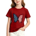 thumbnail image 2 of hengsof Girls' Independence Day Print Short Sleeve T-Shirt Casual Round Neck Comfortable Summer Shirt Suitable for Children Aged 3-15, 2 of 6