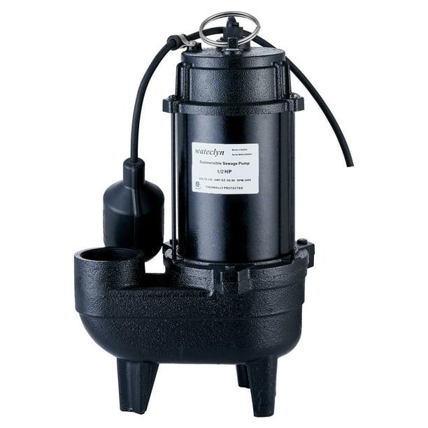 Wateclyn 1/2 HP Cast Iron Submersible Sewage Ejector Pump, Sewer Pump