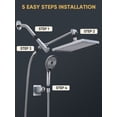 thumbnail image 4 of 11.8 Inch Rain Shower Head with 6 Modes Handheld Water Spray，High Pressure Showerhead Combo with 11 Inch Adjustable Extension Arm, Chrome, 4 of 8