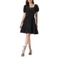 thumbnail image 1 of Vestido con fruncido INSPIRE CHIC para el verano casual de mujeres con lazo en la espalda y volantes en forma de A XL Negro, 1 of 6