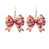 Mecorevxz Christmas Heart Bow Earrings Valentines Holiday Accessories