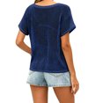 thumbnail image 4 of UDAUDU Women's Sheer Beach Cover Ups Knit Sweater Tops Long Sleeve Crochet Hollow Out Going Out See-Through Blouse Navy M, 4 of 7