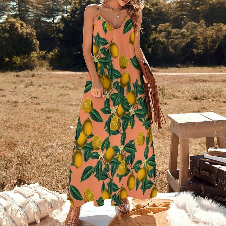 Lemon and Leaf Sleeveless Dress prom dress summer dresses ladies women  dresses - Walmart.com