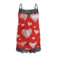 thumbnail image 6 of Byworldtasic Women's Pajama Sets Valentine's Dat Sleepwear Satin Sliky 2 Piece Outfit Lace Trim Pajamas Set Cami Shorts, 6 of 6