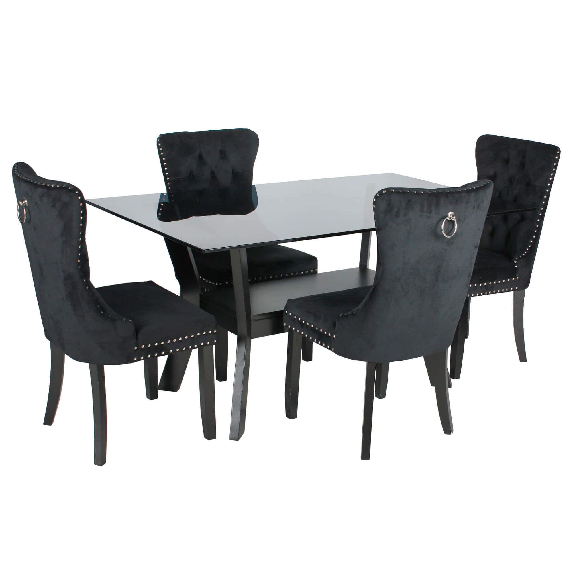 Better Home Products Barcelona 5 Piece Dining Set with Black Velvet