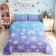 thumbnail image 2 of Erosebridal Christmas Holiday King Size Comforter Sets, Dreamy Snowflake Print Comforters King Size, Light Blue, Christmas Reversible, 3pcs, 1 Comforter and 2 Pillowcases, 2 of 7