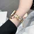 thumbnail image 6 of Pearl Beaded Bracelet Band Compatible for iWatch 49mm 46mm 45mm 44mm 42mm, Fashion Chic Star Bracelet Elegant Wristband Cute Watch Strap for iWatch Series 10 9 8 7 6 5 4 SE 3 2 1 Ultra, Gold, 6 of 7