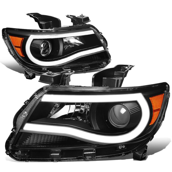 DNA Motoring For 15-23 Chevy Colorado LED DRL Black Amber Projector Headlight Lamps Pair