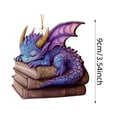 thumbnail image 2 of Light Purple Dragon Reading Book Ornament, 3.5 Inch Acrylic Flat Hanging Pendant - Magical Sleeping Dragon Decor for Bookshelf, Christmas Tree - Unique Birthday Gift for Book Lover, 2 of 5