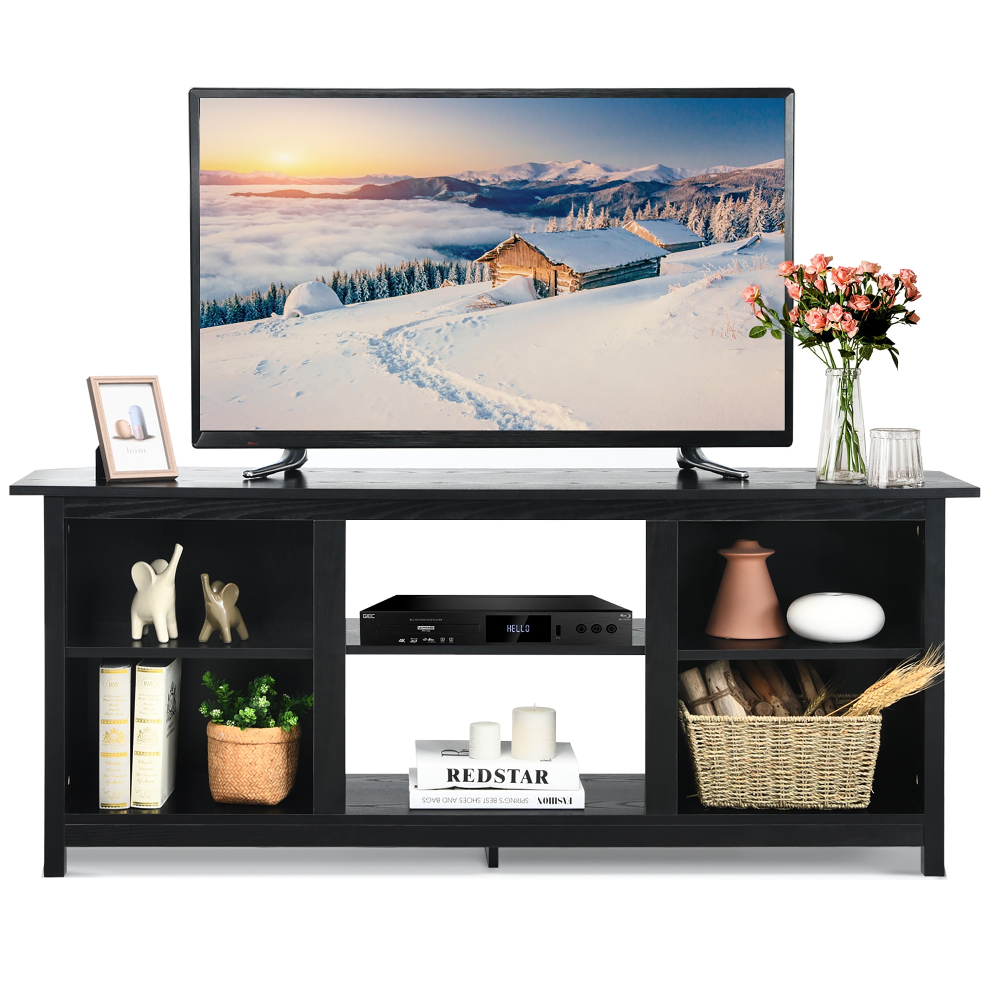 Costway 2Tier TV Stand 58'' Entertainment Media Console Center Up to