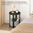 thumbnail image 6 of Small Round Side Table Set of 2, Half Moon Accent Tables with Storage Baskets, Modern Nightstand for Living Room Bedroom, Black, 6 of 8
