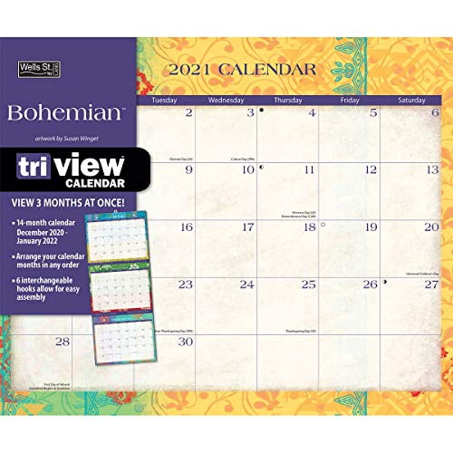 Wells Street By Lang Bohemian 2021 Tri View Calendar 21997003503 Walmart Com Walmart Com Lang Bohemian 2022 Plan It Calendar