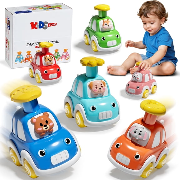Toys for 1 2 3 Year Old Boys Girls, Toy Cars for Toddlers, Press and Go Toy Cars 6 Pcs, Play Vehicle Toys Set, Pull Back Cars Animal Car Toys Baby Toys for 1 Year Old Birthday Gifts
