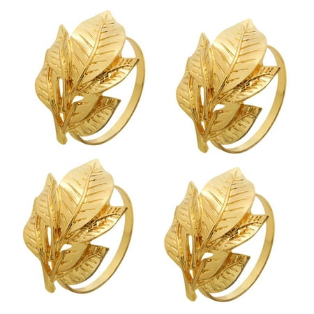 

4pcs Creative Napkin Holders Napkin Rings Buckles for Wedding Hotel (Golden)